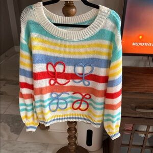 Loewe Colorful Striped Off-the-Shoulder Sweater